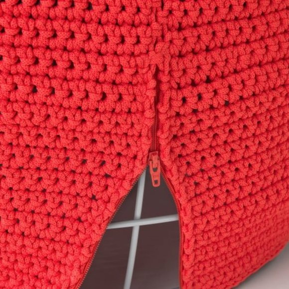 IKEA Accents Ikea Otteron Red Knitted Zip Up Poof Pouffe Ottoman